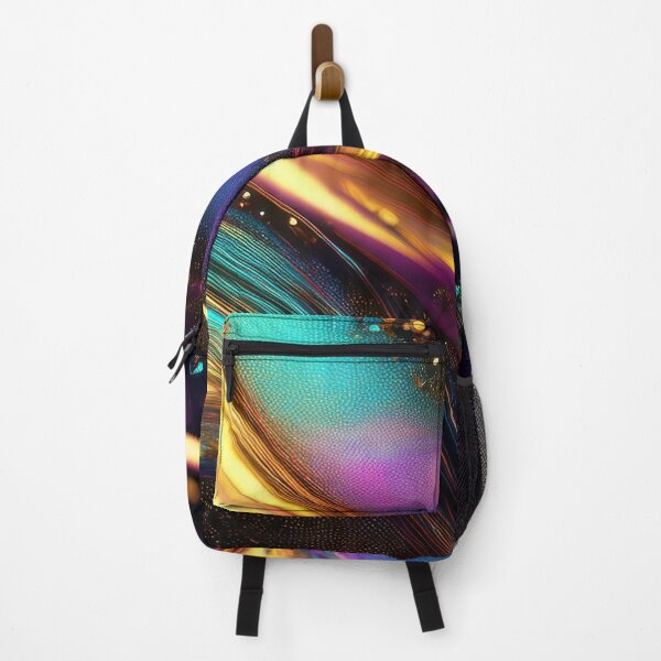 Item preview, Abstract oil painting with golden textured effect, bokeh effect on black background, fluid design, rainbow design in bright pastel colors, oil paint daubs and brushstrokes  designed and sold by navitalidesign.