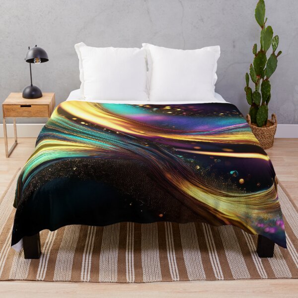 Item preview, Abstract oil painting with golden textured effect, bokeh effect on black background, fluid design, rainbow design in bright pastel colors, oil paint daubs and brushstrokes designed and sold by navitalidesign.