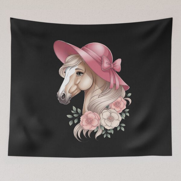 Item preview, Derby Day Elegance: Stylish Horse In Pink Hat And Floral Blooms designed and sold by elynne9.