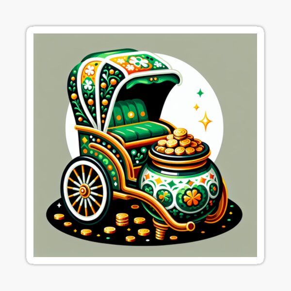 Artikel-Vorschau von St. Patrick's Day Themenaufkleber mit Rikscha-Twist, designt und verkauft von HusnMir.