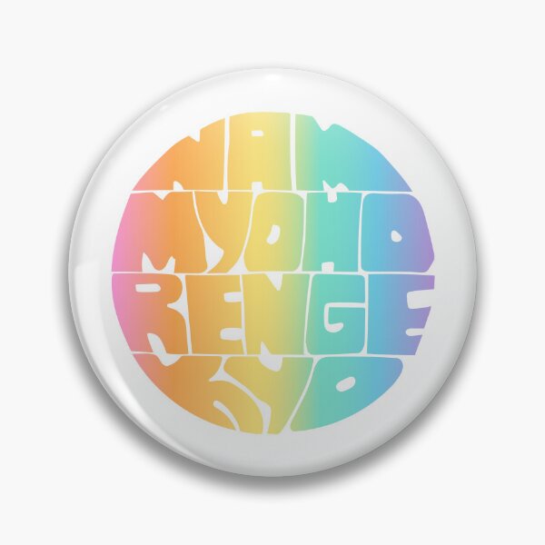 Item preview, Nam Myoho Renge Kyo hand lettering pastel rainbow gradient round circle mantra chant designed and sold by wordznart.