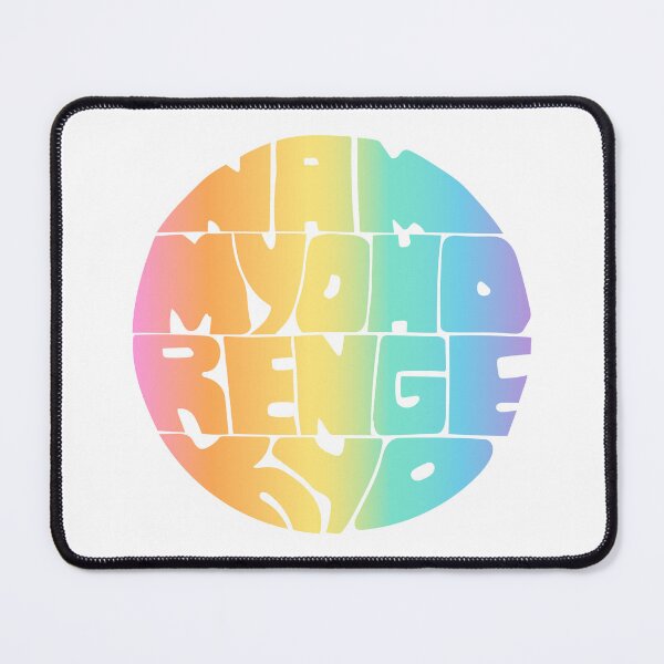 Item preview, Nam Myoho Renge Kyo hand lettering pastel rainbow gradient round circle mantra chant designed and sold by wordznart.