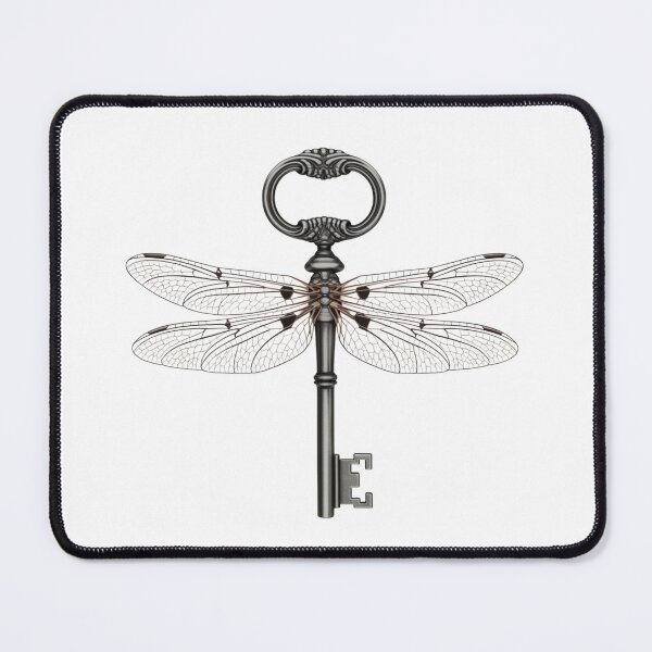 Item preview, Elegant Ornate Key with Delicate Dragonfly Wings - Fantasy Steampunk Art designed and sold by SlocifieShop.