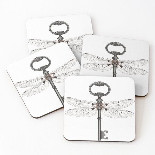 Item preview, Elegant Ornate Key with Delicate Dragonfly Wings - Fantasy Steampunk Art designed and sold by SlocifieShop.