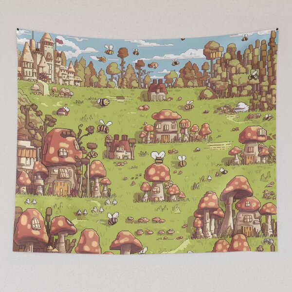Item preview, Bee and Mushroom Village – Cozy Pixel Art Fantasy Scene designed and sold by NaturePixel.