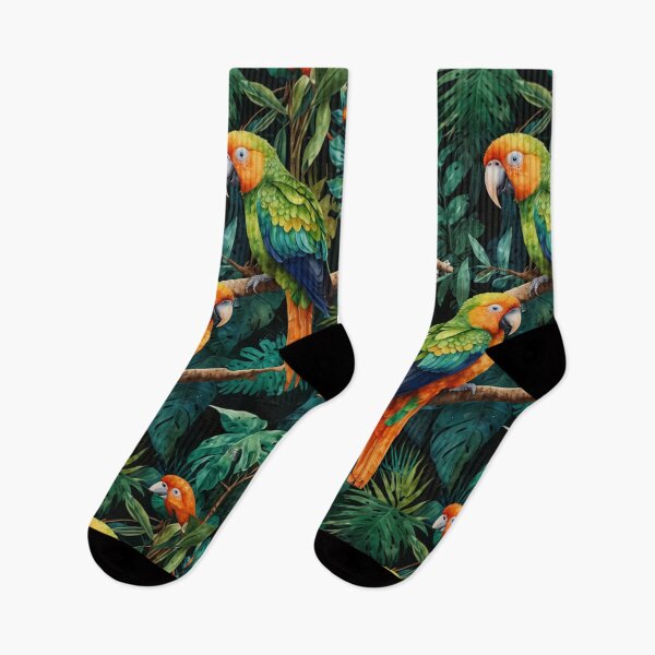 Item preview, Hidden Tropics - Emerald Rainforest Watercolor Pattern with Secret Animals designed and sold by WeirdlyWorn.