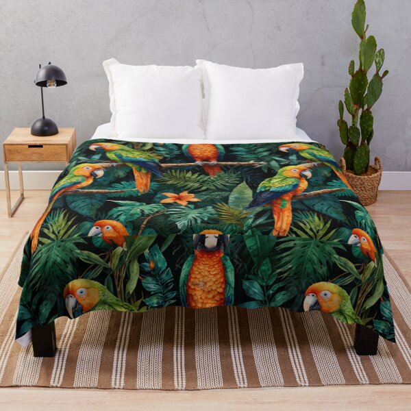 Item preview, Hidden Tropics - Emerald Rainforest Watercolor Pattern with Secret Animals designed and sold by WeirdlyWorn.