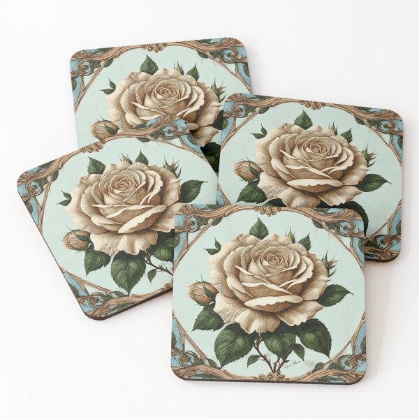 Item preview, Cream Rose Teal Frame designed and sold by Hen-C-Art.