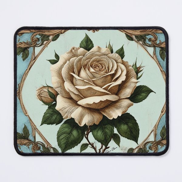 Item preview, Cream Rose Teal Frame designed and sold by Hen-C-Art.