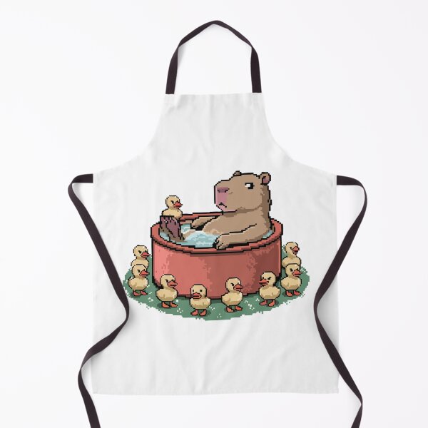 Item preview, Capybara Hot Tub with Duck Friends – Pixel Art Chill designed and sold by NaturePixel.
