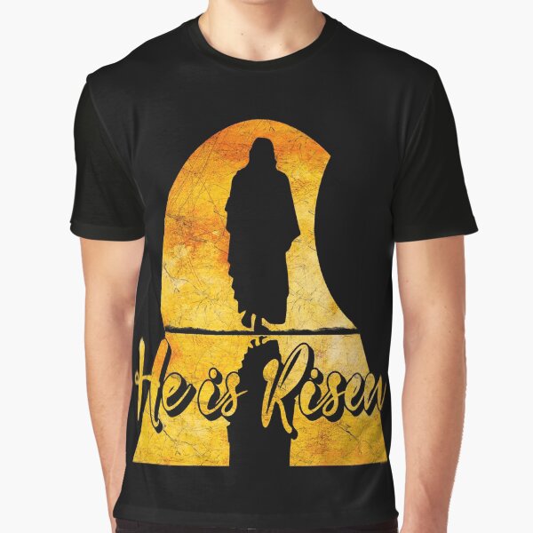 Item preview, He Is Risen -Silhouette of Jesus Walking from the Empty Tomb | Walks Out of the Tomb– Easter Resurrection | Golden Yellow designed and sold by ZechJohnRB.