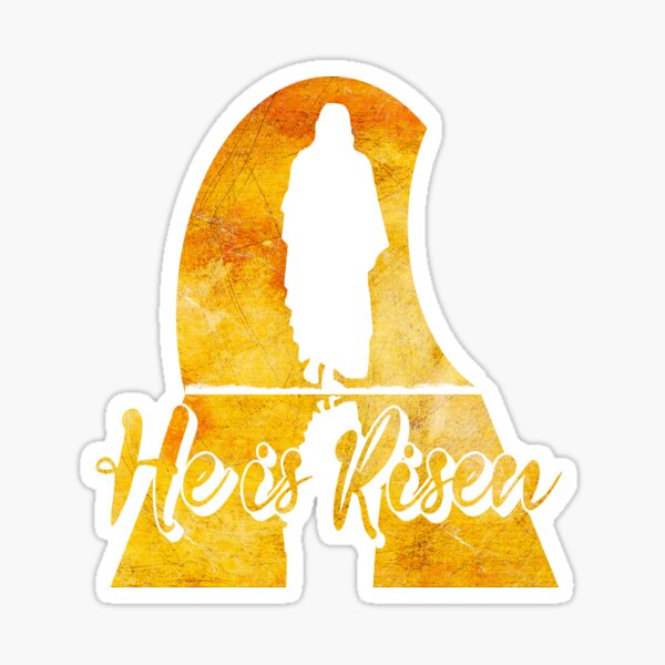 Item preview, He Is Risen -Silhouette of Jesus Walking from the Empty Tomb | Walks Out of the Tomb– Easter Resurrection | Golden Yellow designed and sold by ZechJohnRB.