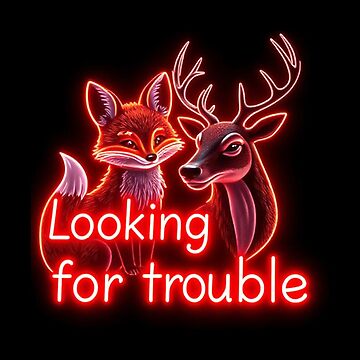 Artwork thumbnail, Looking For Trouble Vixen and Stag Neon Sticker by Vixen-Games