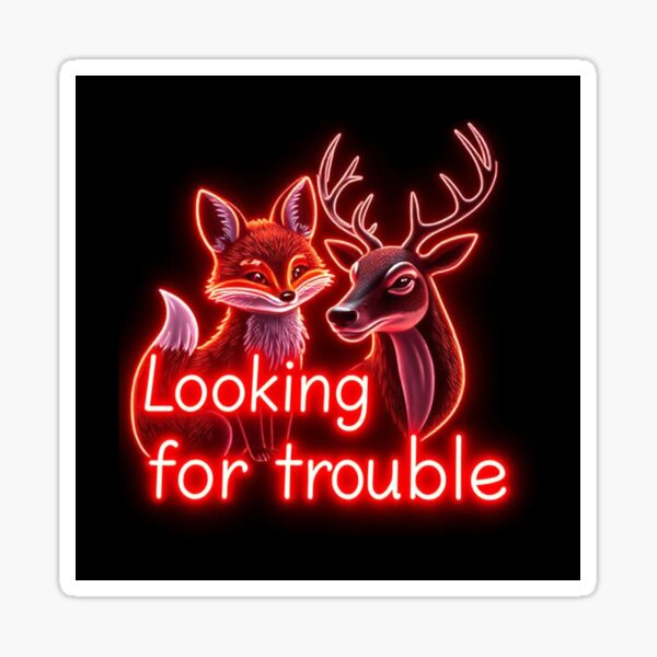 Item preview, Looking For Trouble Vixen and Stag Neon Sticker designed and sold by Vixen-Games.