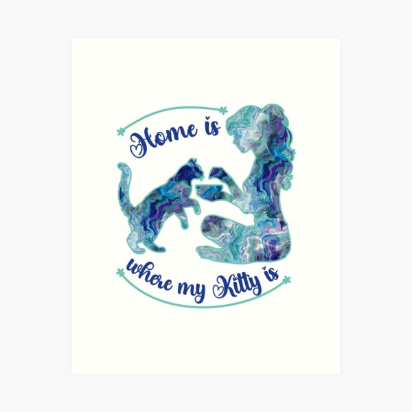 Item preview, Home is where my Kitty is (blue) designed and sold by Tinti Wari Designs.