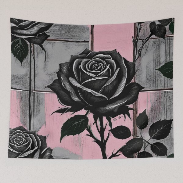 Aperçu de l'œuvre Toile de fond de roses noires créée et vendue par Hen-C-Art.
