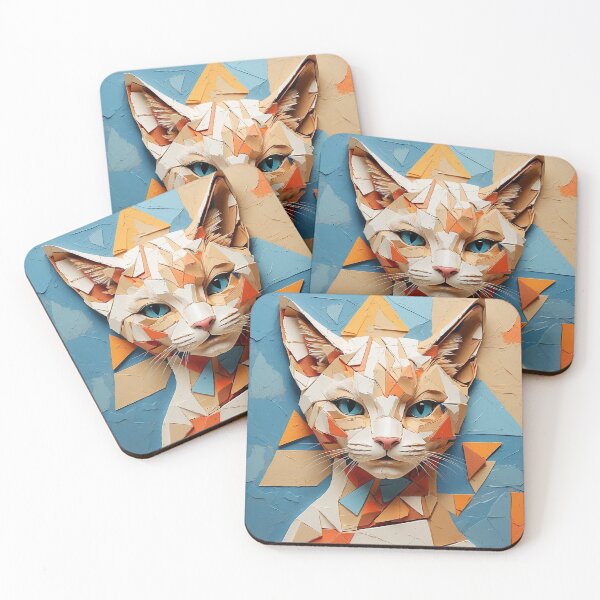 Item preview, Geometric cat, azure gaze, color overlays designed and sold by Memetitation.