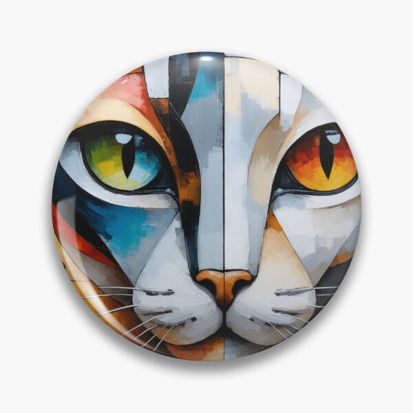 Item preview, Cubist cat, two-tone look and earrings designed and sold by Memetitation.