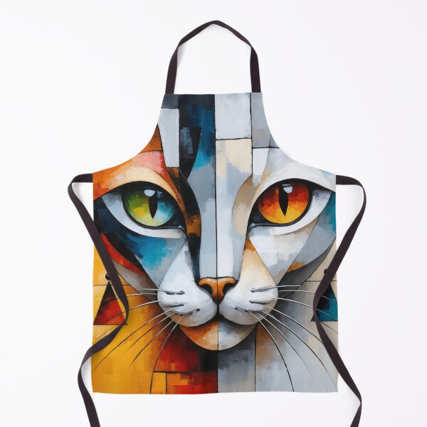 Item preview, Cubist cat, two-tone look and earrings designed and sold by Memetitation.