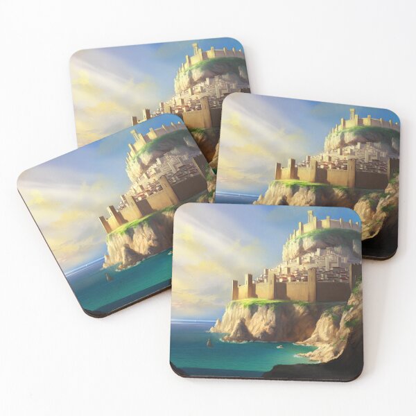 Item preview, Sunlit Cliffside Fortress - Majestic Medieval Castle by the Sea designed and sold by buglevel.