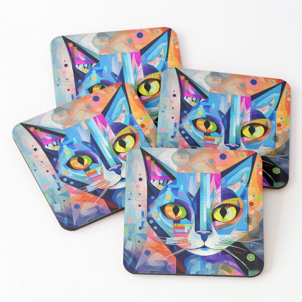 Item preview, Brightly colored kaleidoscope cat designed and sold by Memetitation.