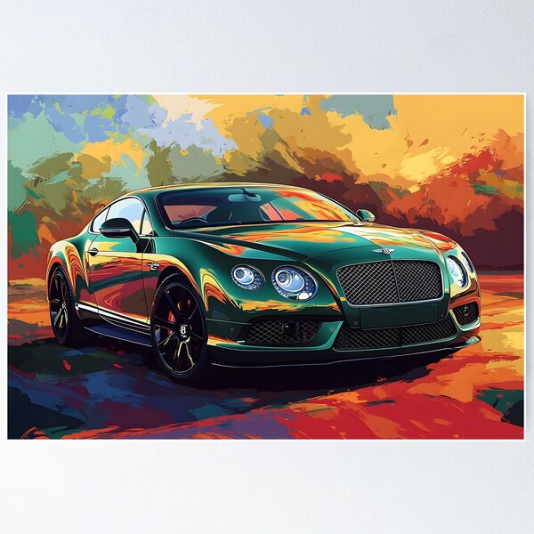 Item preview, Green Bentley Continental GT Poster – Luxury in Motion IV designed and sold by AutoPopStudio.