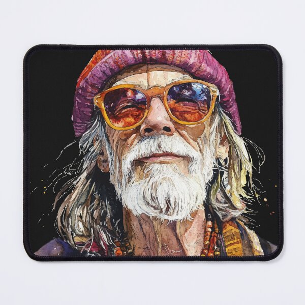 Item preview, Vibrant Watercolor Hippie Man – Bohemian Art designed and sold by Moss and Moon Studio.