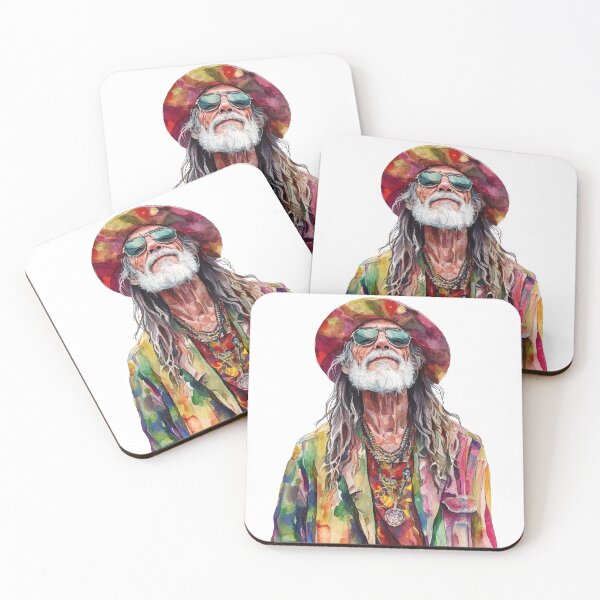 Item preview, Vibrant Watercolor Hippie Man – Bohemian Art designed and sold by Moss and Moon Studio.