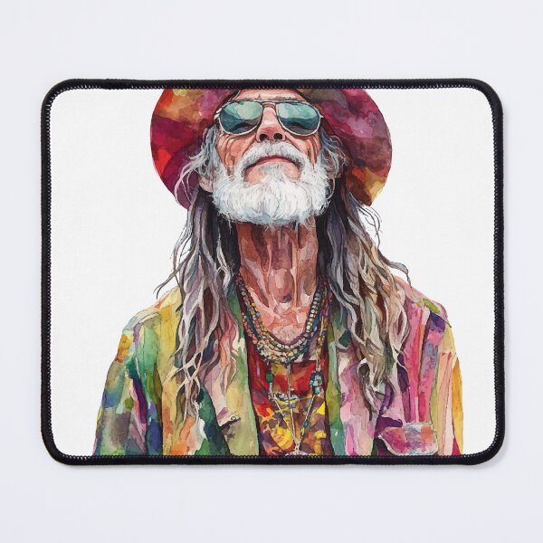 Item preview, Vibrant Watercolor Hippie Man – Bohemian Art designed and sold by Moss and Moon Studio.