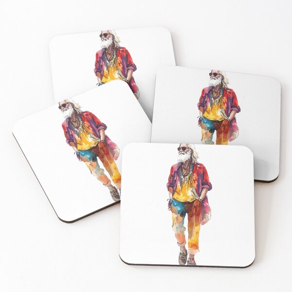 Item preview, Vibrant Watercolor Hippie Man – Bohemian Art designed and sold by Moss and Moon Studio.