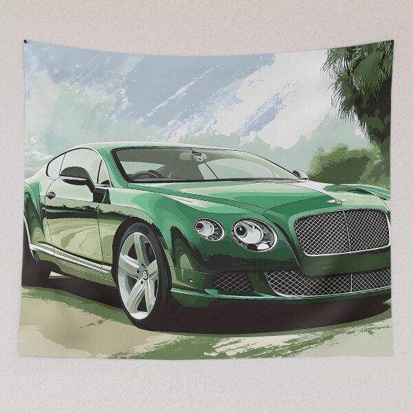 Item preview, Green Bentley Continental GT Poster – Luxury in Motion X designed and sold by AutoPopStudio.