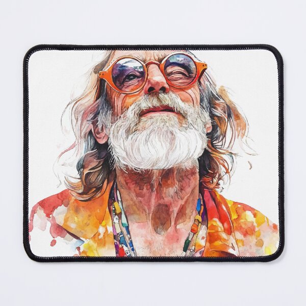 Item preview, Vibrant Watercolor Hippie Man – Bohemian Art designed and sold by Moss and Moon Studio.