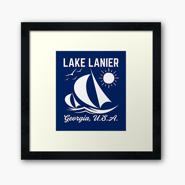 Item preview, Voilier rétro abstrait du lac Lanier, Géorgie - Blanc designed and sold by TimelessLocales.
