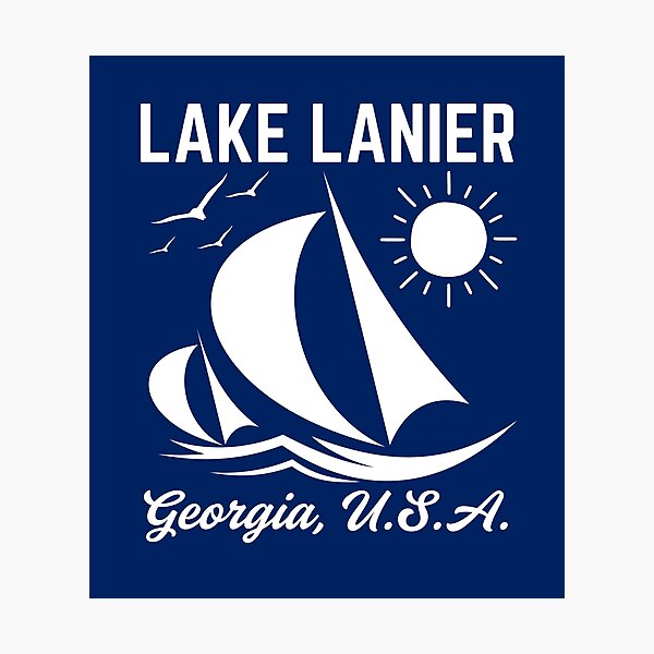 Item preview, Retro Abstract Lake Lanier Georgia Sailboat - White  designed and sold by TimelessLocales.