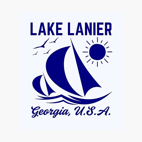 Item preview, Retro Abstract Lake Lanier Georgia Sailboat - Navy designed and sold by TimelessLocales.