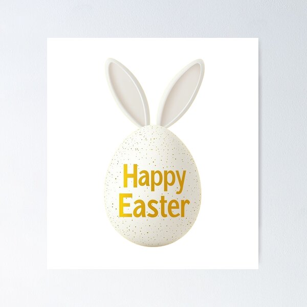 Item preview, Colorful Easter egg with bunny ears on a vibrant yellow background.  designed and sold by olenapetol.