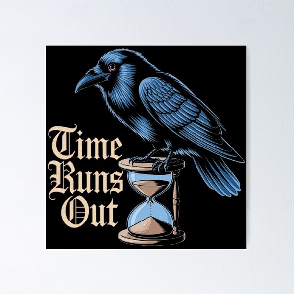 Item preview, Time Runs Out - Raven and Hourglass Gothic Art designed and sold by love3617.