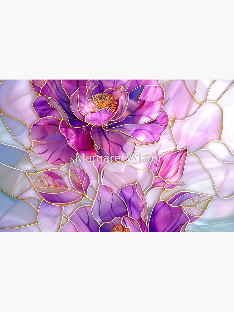 Aperçu 2 sur 2. Skin adhésive d'ordinateur avec l'œuvre Vitrail Vitrail Fleur de Dahlia Détails Dorés créée et vendue par MargaretWiktor.