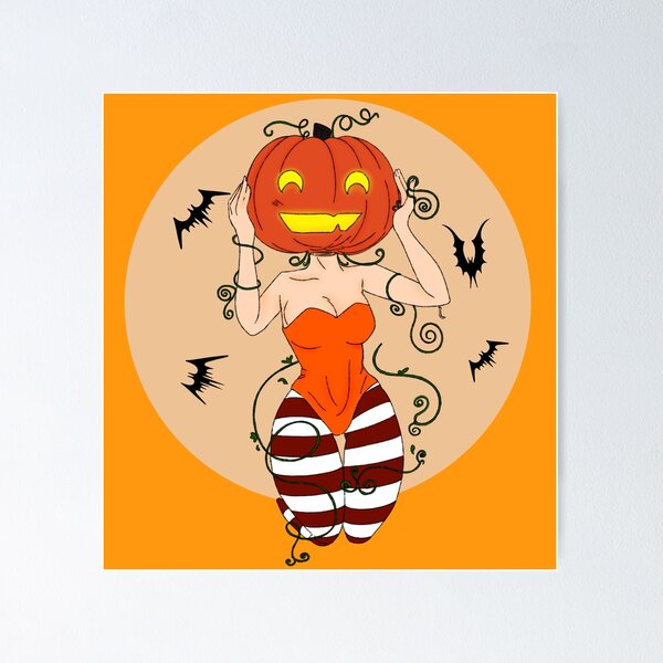 Item preview, Halloween Pumpkin Girl and Bats designed and sold by Rosi San.