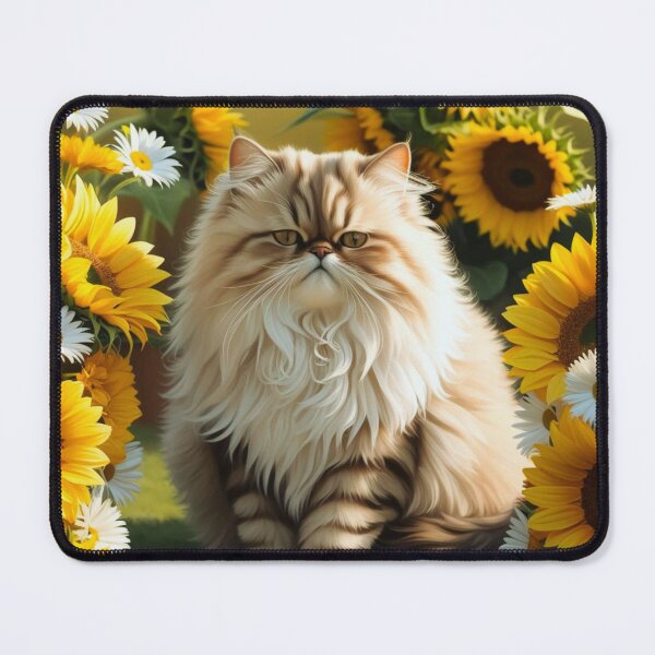 Item preview, Persian Cat among Sunflowers designed and sold by Forest Aura Vibes.