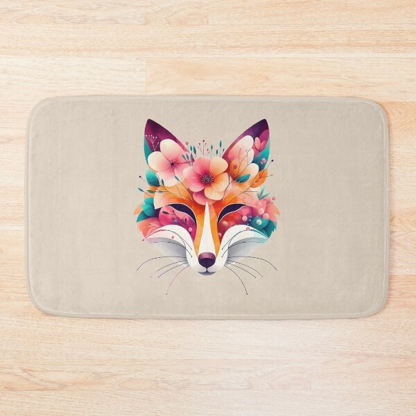 Item preview, Abstract watercolor red face fox with flowers  designed and sold by Clara Fruggeri.
