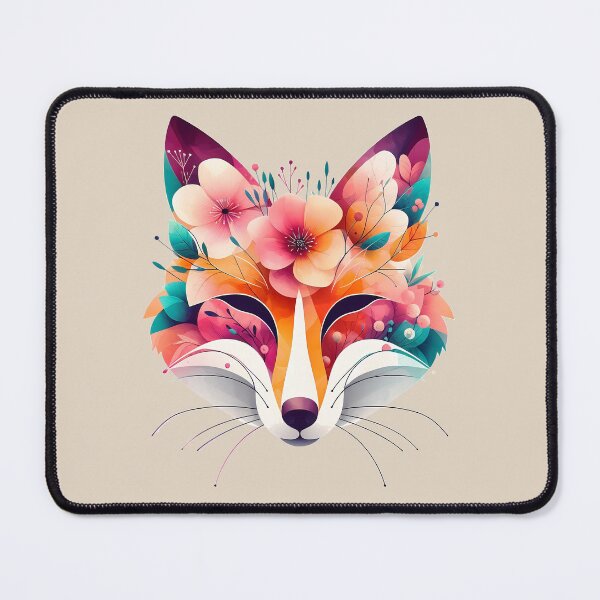 Item preview, Abstract watercolor red face fox with flowers  designed and sold by Clara Fruggeri.