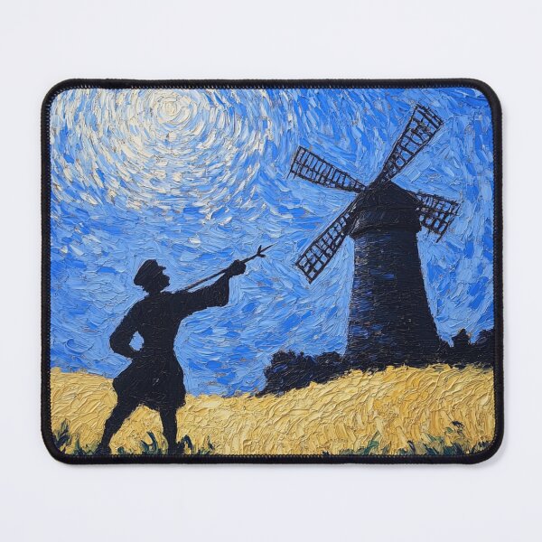 Item preview, Don Quixote attacking the windmill | Post-impressionist painting style designed and sold by ComicsFactory.