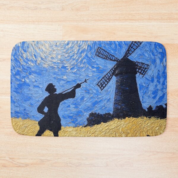 Item preview, Don Quixote attacking the windmill | Post-impressionist painting style designed and sold by ComicsFactory.