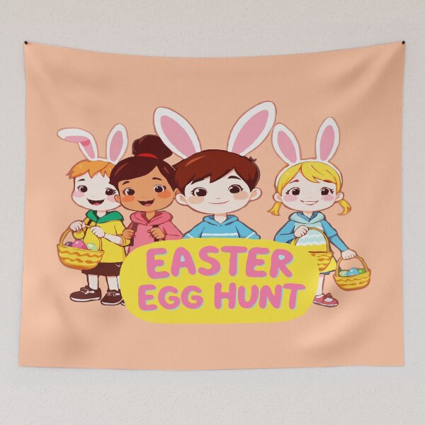 Item preview, Cute Easter Egg Hunt Kids designed and sold by Dakson Design - Fantasy Art.