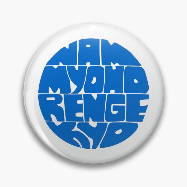 Item preview, Nam Myoho Renge Kyo hand lettering blue round circle mantra chant designed and sold by wordznart.