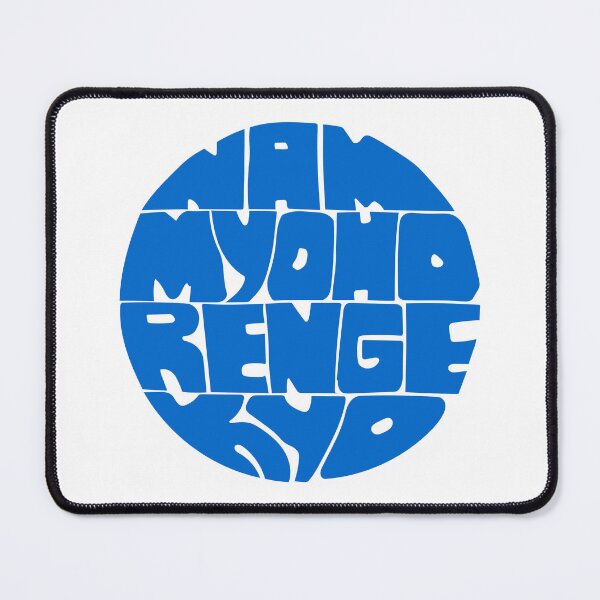 Item preview, Nam Myoho Renge Kyo hand lettering blue round circle mantra chant designed and sold by wordznart.