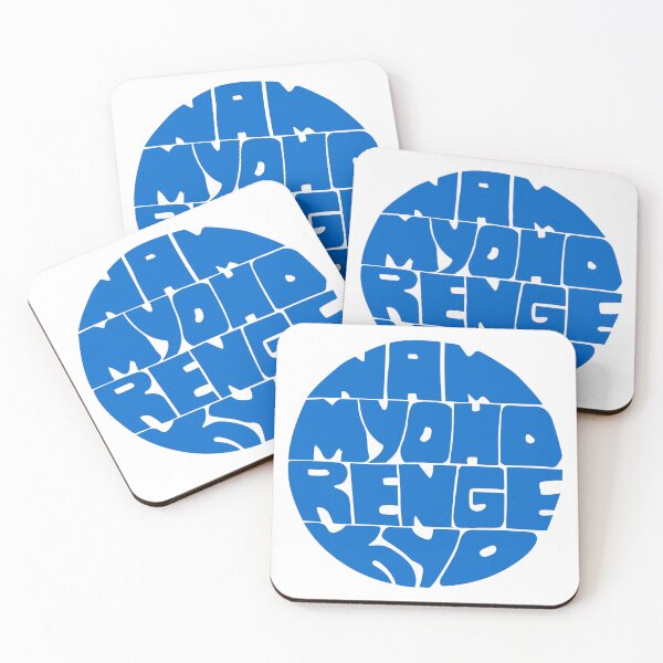 Item preview, Nam Myoho Renge Kyo hand lettering blue round circle mantra chant designed and sold by wordznart.