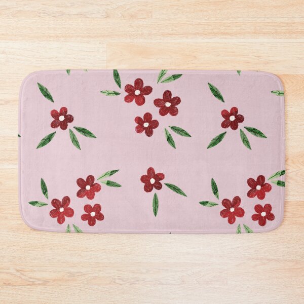 Item preview, Tiny and cute red flowers and green leaves pattern on pink background. Botanical illustration. designed and sold by helga-wigandt.