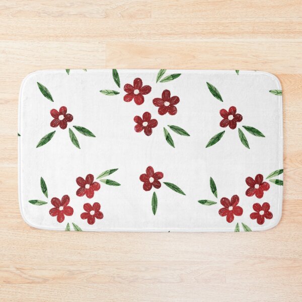 Item preview, Tiny and cute red flowers and green leaves pattern on white background. Botanical illustration. designed and sold by helga-wigandt.